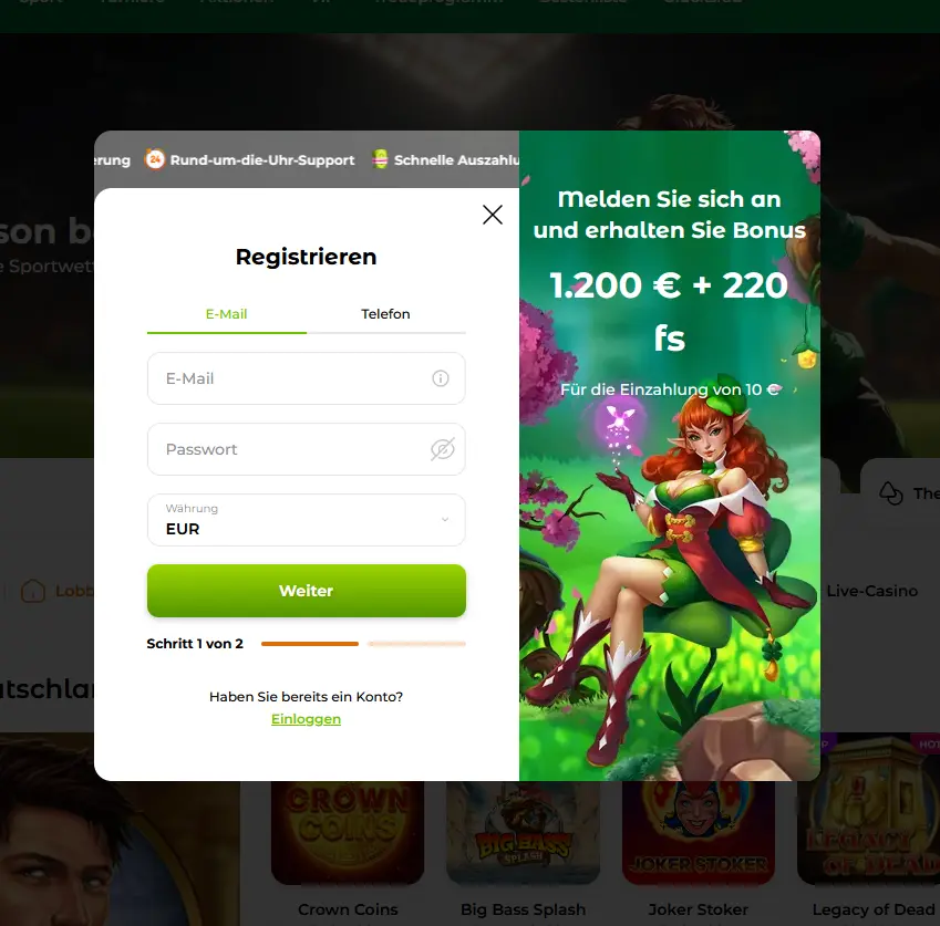 Jaak Casino Registrierungsformular – Konto erstellen in unter 10 Minuten